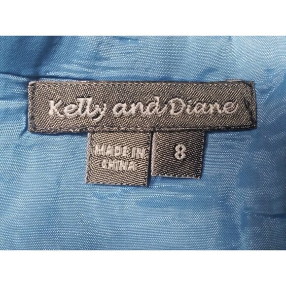 Kelly & Diane womens pants slacks ankle Sz 8 blue embroidered stretch zip flat - Picture 6 of 7